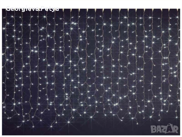 Коледна украса - LED светеща завеса, 300x60 см. Цветове - жълт и многоцветен Дебел кабел, снимка 3 - Декорация за дома - 52648750