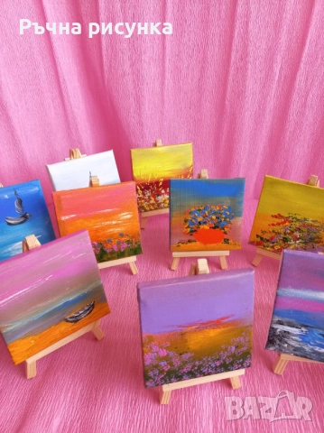 Авторски мини картини тема есен ,цена 10лв -картина и статив и големи картини , снимка 3 - Картини - 38707244