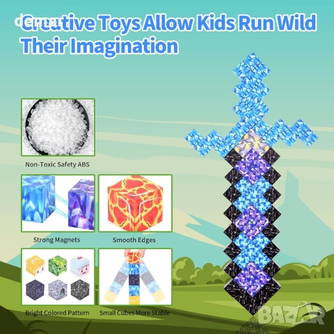 Магнитни строителни блокчета Minecraft за деца, 3+ години, снимка 6 - Образователни игри - 52679490