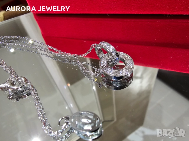 CARTIER Love White Gold Paved Diamonds Chain Дамскo Колие, снимка 6 - Колиета, медальони, синджири - 52905162