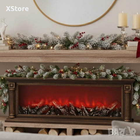 LED камина с ефект на жар – уют и атмосфера без дим и огън. Бяла/кафява, снимка 3 - Декорация за дома - 52440190