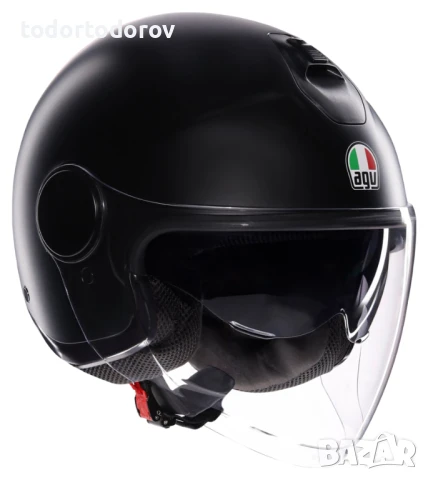 Мото Каска за чопър скутер AGV ETERES MONO Black,вградени очила, снимка 1