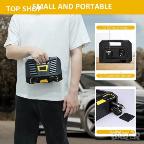 Преносим въздушен компресор Bahradody, снимка 5 - Аксесоари и консумативи - 48735142