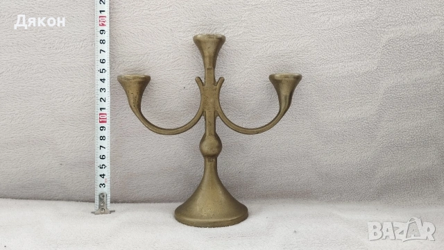 Свещник от плътен Бронз за три свещи 
