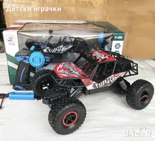 Джип с дистанционно метален, за офроуд, с големи гуми 
