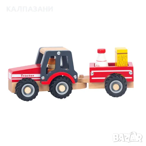 Wooden Дървен Трактор с Ремарке TL203007