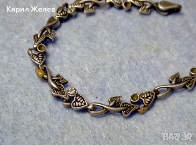 СТАРА ФЛОРАЛНА СРЕБЪРНА ГРИВНА ПАТИНИРАНО СРЕБРО 925 с ГНЕЗДА За ИНКРУСТИРАНЕ на СКЪПИ КАМЪНИ 19416, снимка 6 - Гривни - 50056576