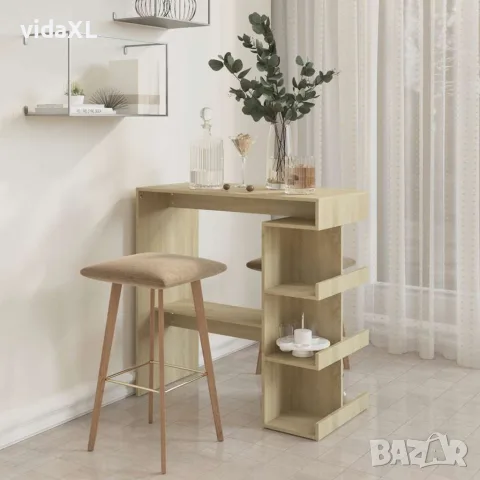 vidaXL Бар маса с рафтове сонома дъб 100x50x101,5 см инженерно дърво, снимка 3 - Маси - 56147827