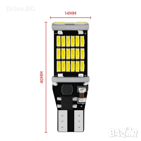 Гаранция! Изключително Mощни T15 LED Крушки за Задна Скорост и Габарит, снимка 2 - Аксесоари и консумативи - 51691199