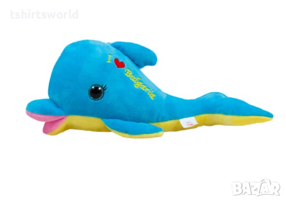 Нов голям плюшен делфин „I love Bulgaria“ в синьо със звук, снимка 2 - Плюшени играчки - 37106425