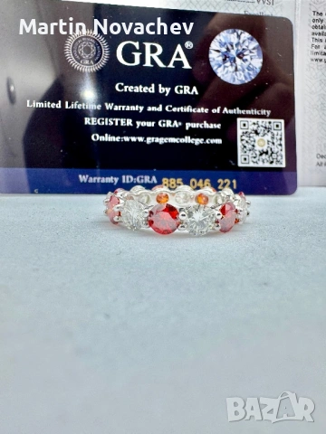 Сребърен пръстен с мойсанит (Диамант) 7 карата