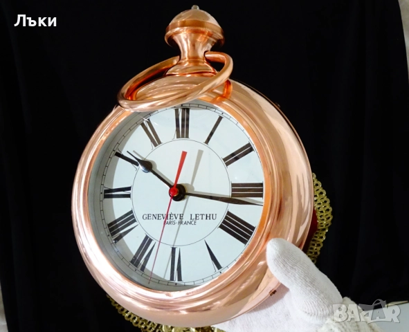 Стенен часовник Genevieve Lethu,чиста червена мед. , снимка 4 - Антикварни и старинни предмети - 52900277