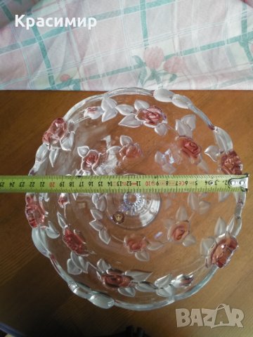 Винтидж WALTHER GLASS - фруктиера - Модел на роза Кармен - Ретро немски, снимка 2 - Други - 35541687