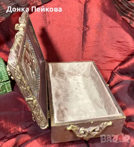 Ръчно декорирана кутия за бижута ръчна изработка, снимка 4 - Декорация за дома - 48722361