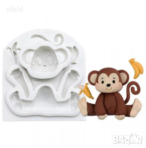 Маймуна Маймунка на части силиконов молд форма украса торта фондан шоколад гипс