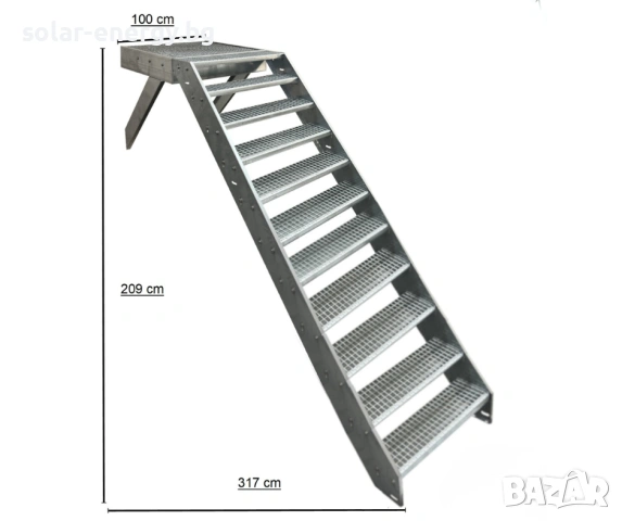 Външни метални стълби | Поцинковани | С или без парапет | Готови за монтаж, снимка 5 - Други - 54145347