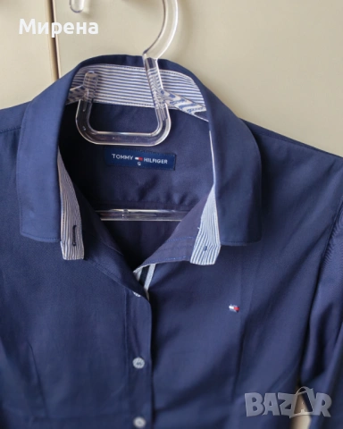 Тъмно синя риза Tommy Hilfiger, размер S, снимка 2 - Ризи - 54224231