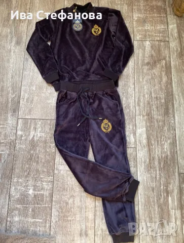 Нов плюшен тъмно син детски  сет комплект от две части , горнище и долнище кадифена прегръдка , снимка 4 - Детски комплекти - 47292292