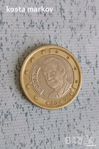 Редка монета от 1 евро Испания 2002, снимка 2 - Нумизматика и бонистика - 56529257