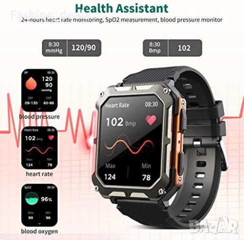 Нов Интелигентен военен часовник за мъже iOS Android циферблати за повиквания Подарък, снимка 5 - Мъжки - 42234623