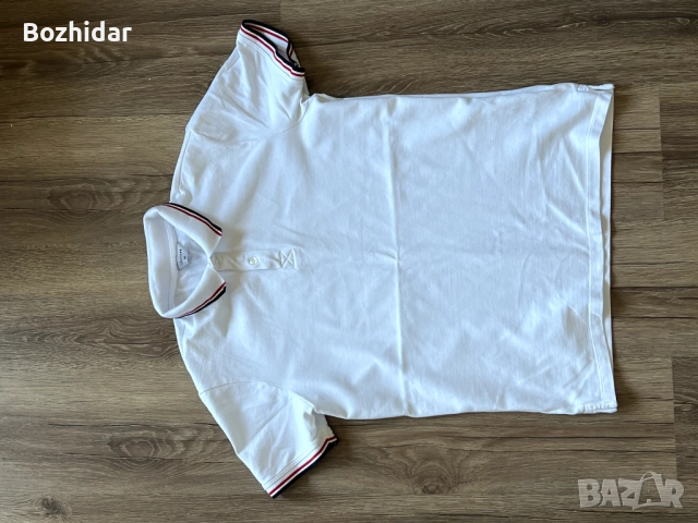 Бяла мъжка тениска Calliope с яка, снимка 3 - Тениски - 52105050