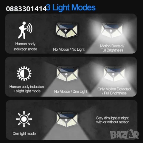 Промо! 4 броя Соларна лампа за стена , снимка 7 - Соларни лампи - 49756177