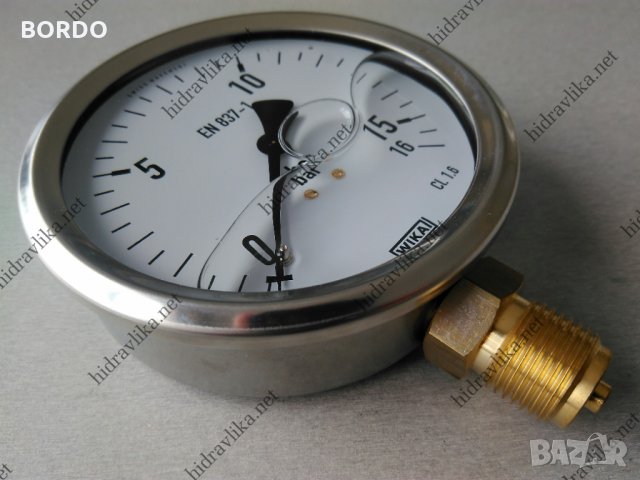 Манометър с глицерин WIKA - Ф100/0-16 bar (радиален), снимка 2 - Резервни части за машини - 30741173