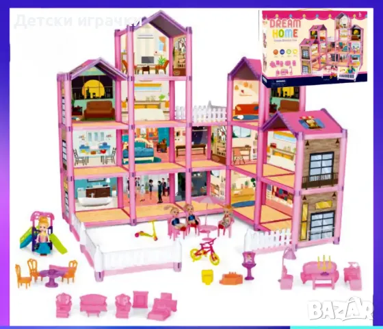 Къща за кукли много голяма, с аксесоари и кукли, снимка 2 - Кукли - 49247298
