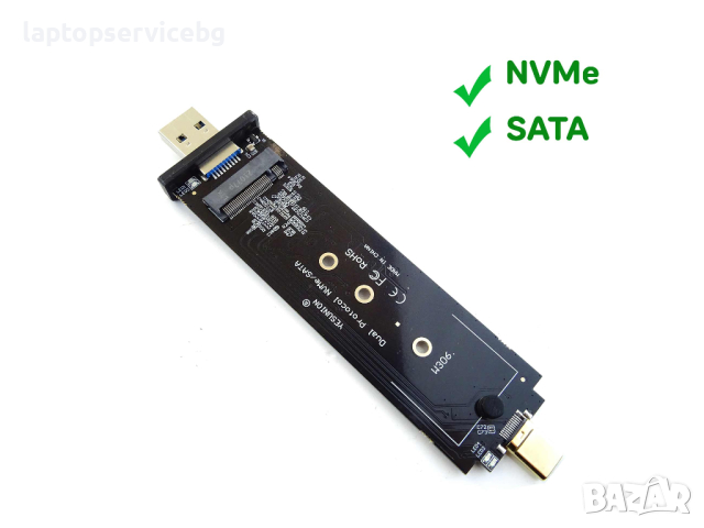 Преходник Dual Protocol M2 SSD Case USB3.0/Type-C to M.2 NVME SATA SSD, снимка 3 - Мрежови адаптери - 44639172