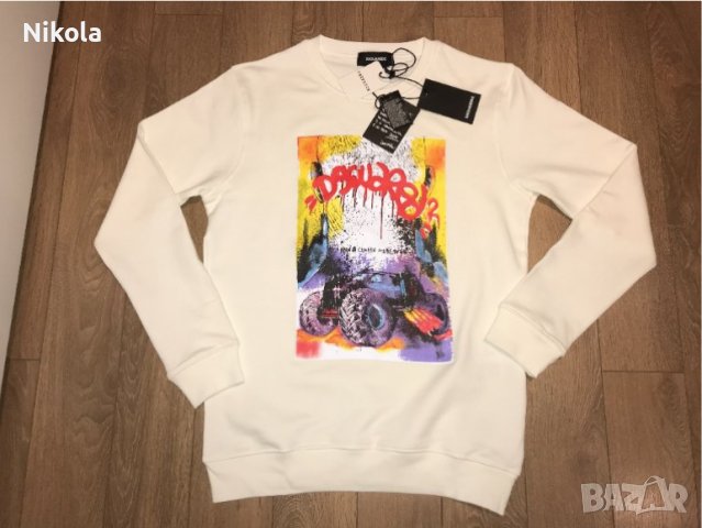 DSQUARED блуза, с щампа, бяла, размер: S , снимка 5 - Блузи - 42552466