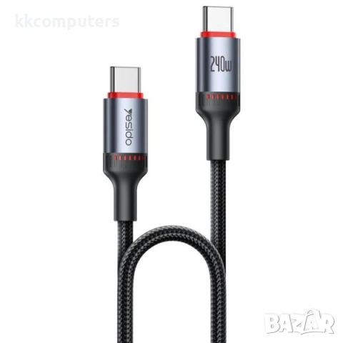 YESIDO PD плетен кабел / Type-C - Type-C 240W, 120cm / CA185 / Черен / Баркод : 2404171