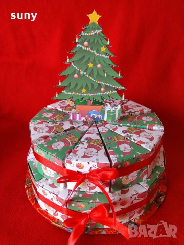 Картонена торта за Коледа, снимка 2 - Коледни подаръци - 31104703