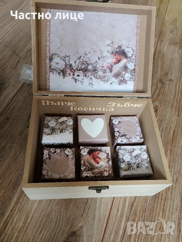 Дървена кутия за бебешки съкровища, подарък за бебе , снимка 3 - Други - 53909928