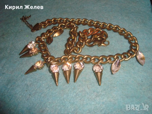 ЗЛАТИСТА ПЪНКАРСКА КРИСТАЛНА ОГЪРЛИЦА КОЛИЕ ГЕРДАН 23741, снимка 6 - Колиета, медальони, синджири - 35353326
