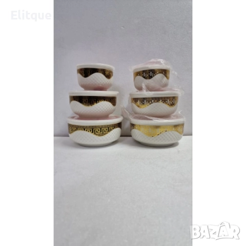 SD371 Комплект луксозни кутии от аркопал за съхранение на храна с пластмасови капаци, 3 броя, снимка 5 - Други - 52898112