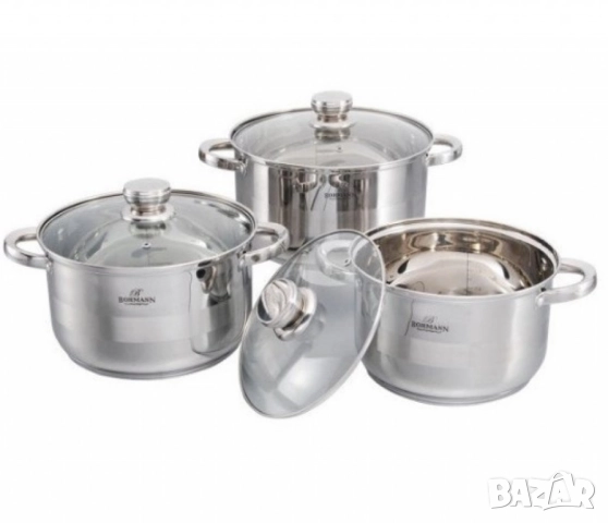 Комплект тенджери Bohmann, 22/24/26см. , Неръжд. Стомана