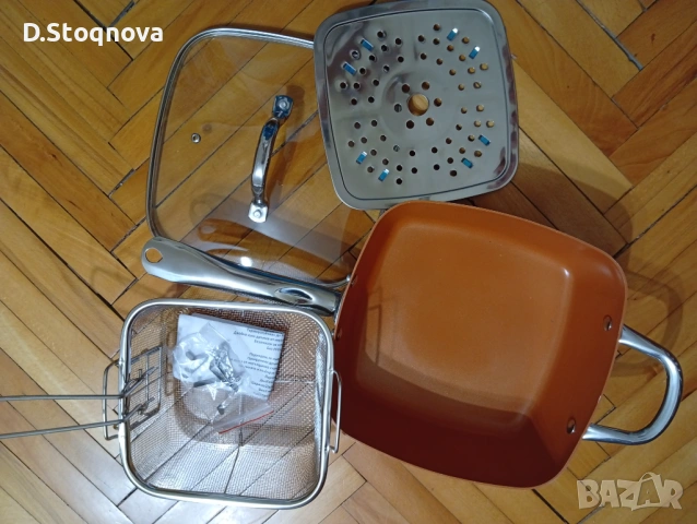 Нов Дълбок тиган за Здравословно готвене -Copper Chef(Комплект от 4 части), снимка 5 - Прибори за хранене, готвене и сервиране - 54252147