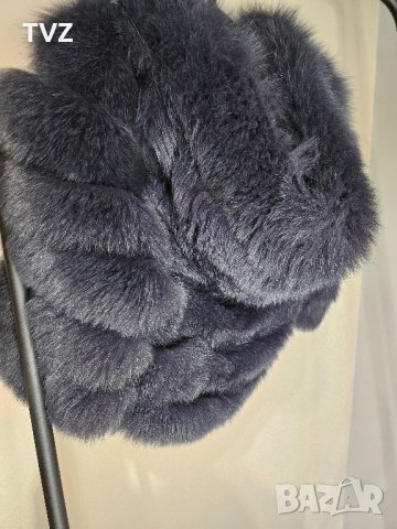 Палто от естествен косъм в тъмно син цвят, снимка 15 - Якета - 38721395