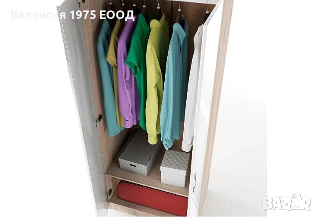 Двукрил гардероб Сити 1001 сонома, орех или комбинация бяло/ арвен, снимка 11 - Гардероби - 18797137