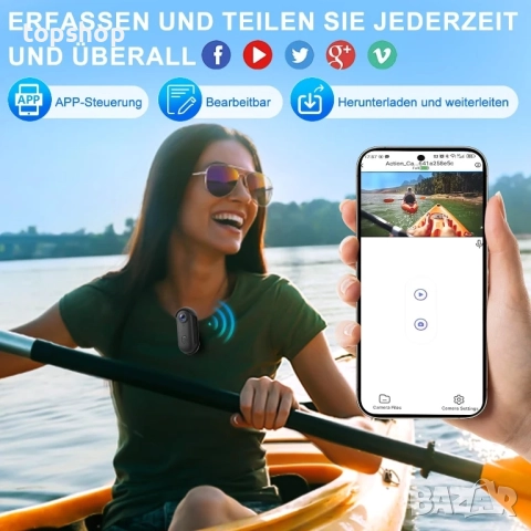 Lottsall D113A-Z1 мини екшън камера - 4K 64GB камера с 30M водоустойчивост, Hands-Free POS..., снимка 6 - Камери - 51615222