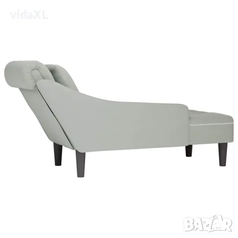 vidaXL Кушетка с възглавница и десен подлакътник, светлосив, кадифе, снимка 5 - Кушетки - 56147419