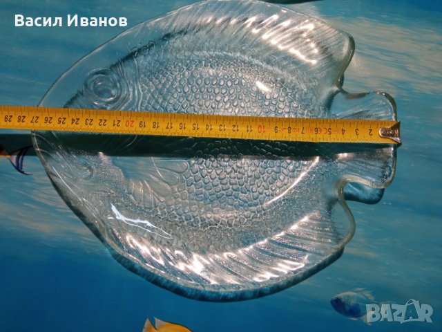 Стъклени плата с форма на риба, снимка 3 - Прибори за хранене, готвене и сервиране - 36675868
