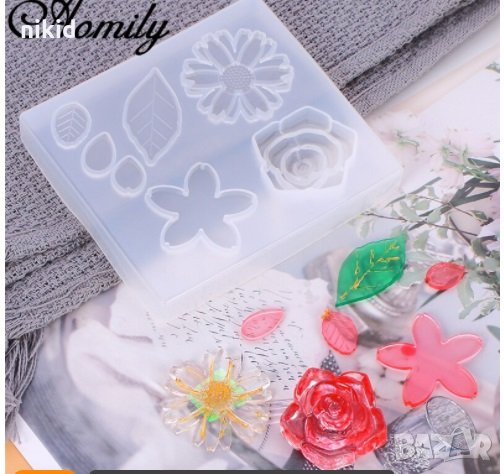 Цветя и листа прозрачен силиконов молд форма декор торта сладки фондан смола