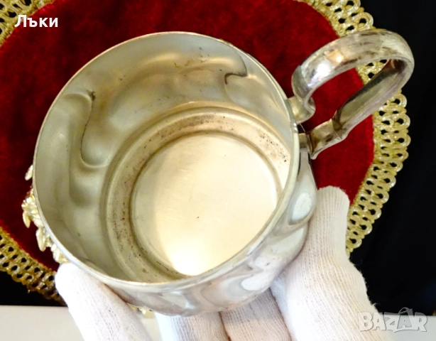 Посребрена кана за мляко,релеф Art Nоuweau. , снимка 6 - Антикварни и старинни предмети - 52335284