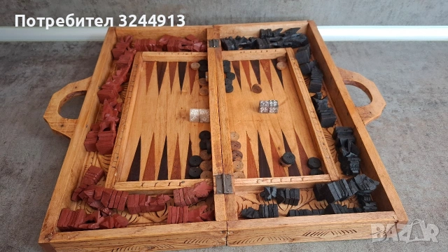 Стар дървен шах и табла , снимка 5 - Шах и табла - 54316430