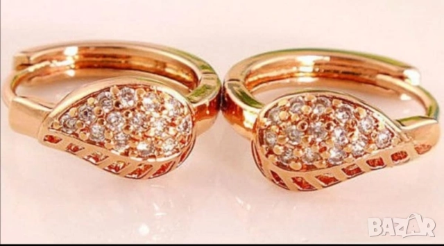 Обеци "сълза" от 14к попълнено розово злато 15 лв.