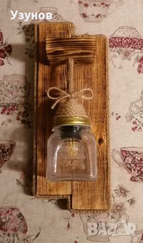 Осветление за механа, ръчно изработена дървена лампа за стена, ретро, винтидж., снимка 6 - Лампи за стена - 32099735