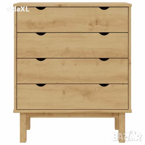 vidaXL Шкаф с чекмеджета OTTA, 76,5x39,5x90 см, борово дърво масив