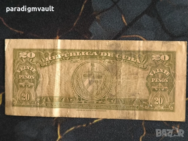 Банкнота - Куба - 20 песо | 1949г., снимка 2 - Нумизматика и бонистика - 54019903