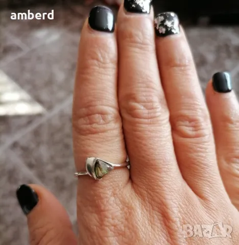 Сребърен пръстен със седеф, снимка 5 - Пръстени - 48625464